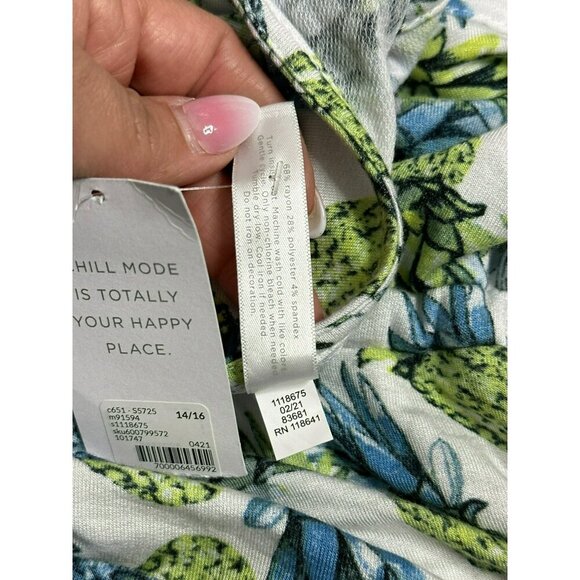 Sleep Cacique Lane Bryant Women's 14/16 Pineapple Night Dress Pockets NWT - Picture 11 of 15